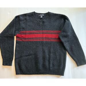 Garret Scott Sweater Men’s LG Shetland Wool Charcoal Gray Professor Grandpa Warm